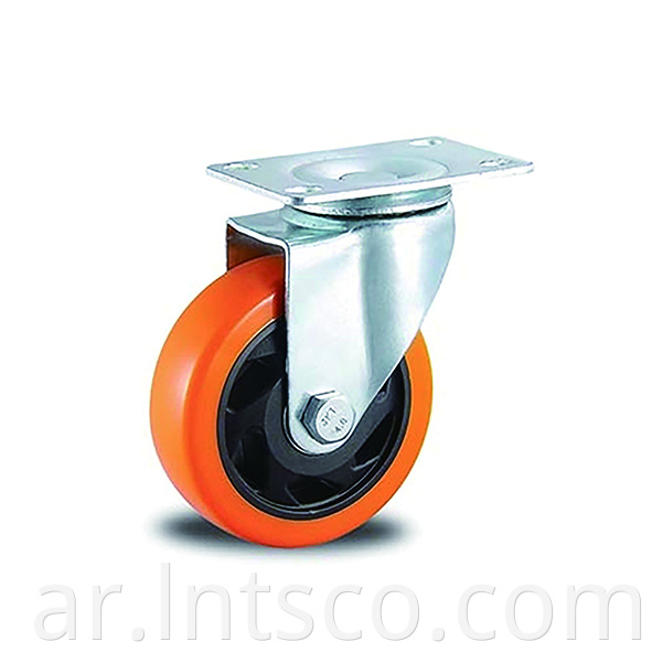 Black PP Core Orange PVC Swivel Casters